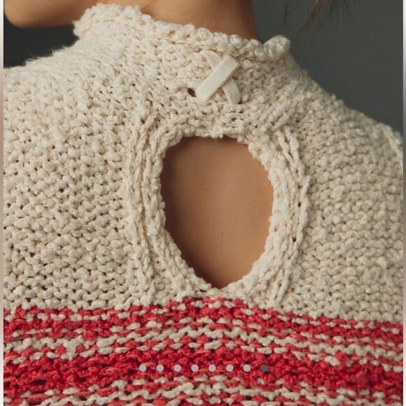 Pilcro Nautical Mock-neck Keyhole Sweater Top - Picture 7 of 7